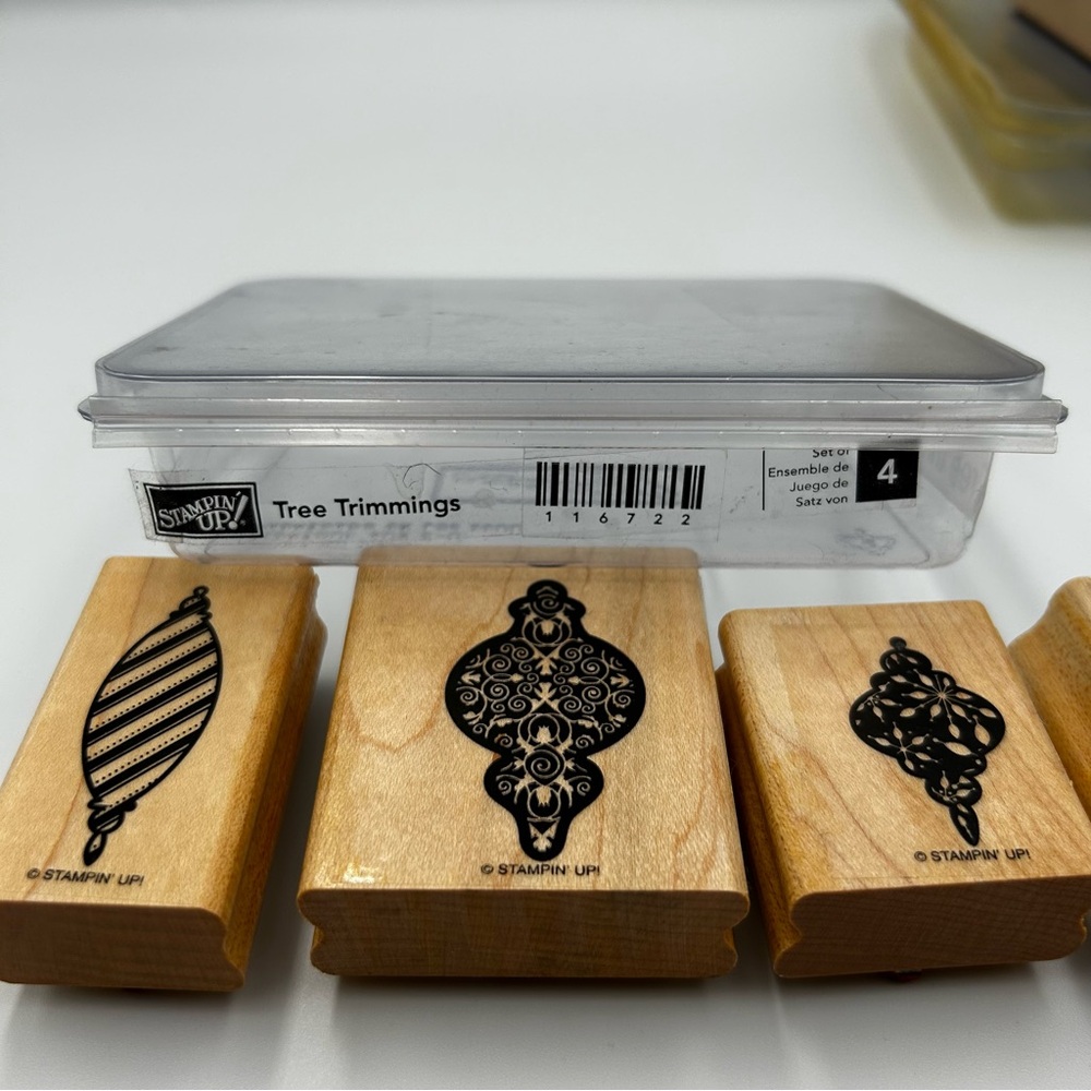 Stampin' Up! Holiday Mounted Rubber Stamp Sets Tree Trimmings Stars To: From: - Picture 3 of 12